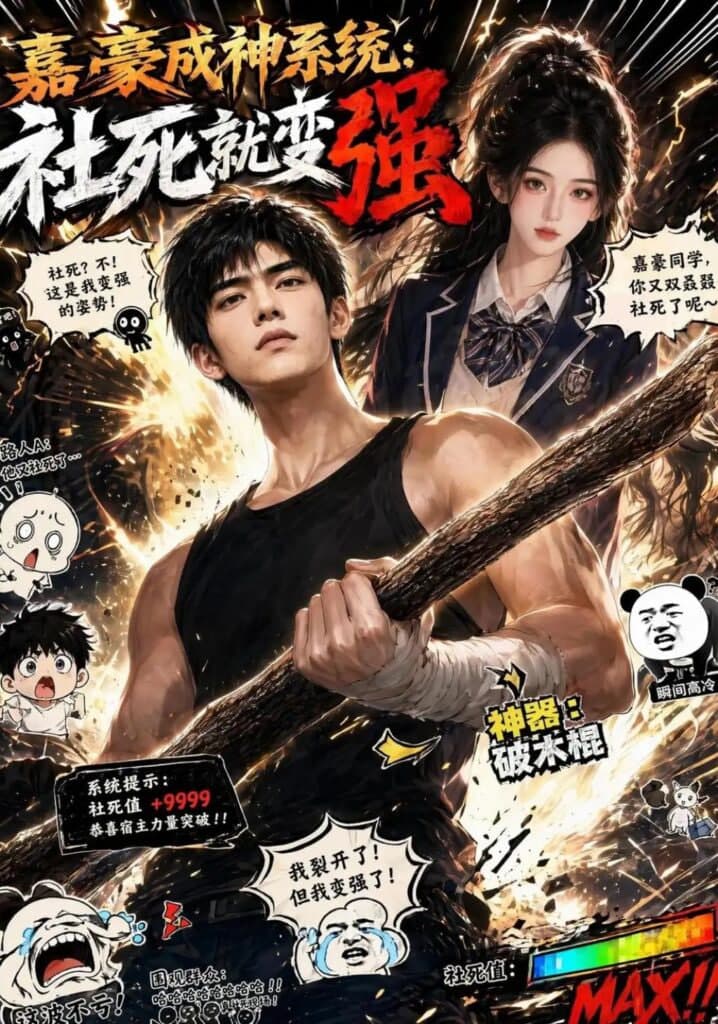 嘉豪成神系统：社死就变强海报