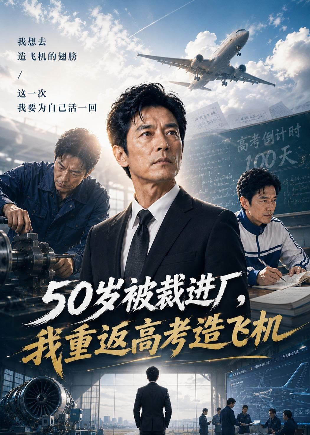 50岁被裁进厂，我重返高考造飞机海报